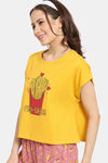 Rosaline Bon Appetit Knit Cotton Top - Yolk Yellow — thumbnail 2